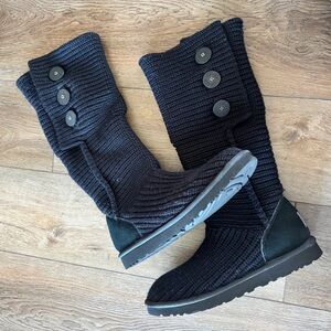 UGG Charcoal Knit Button Boots